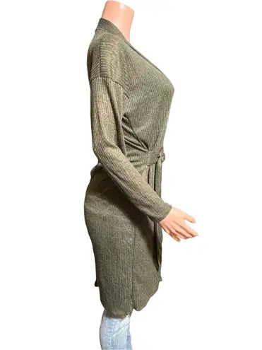 Heart & Hips women's V-neck olive green long-sleeve ring wrap cardigan S