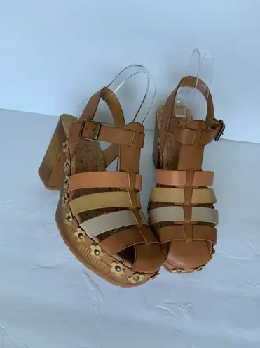 Kork-Ease Korks Willow Bohemain Floral Neutral Platform Block Heel Sandals