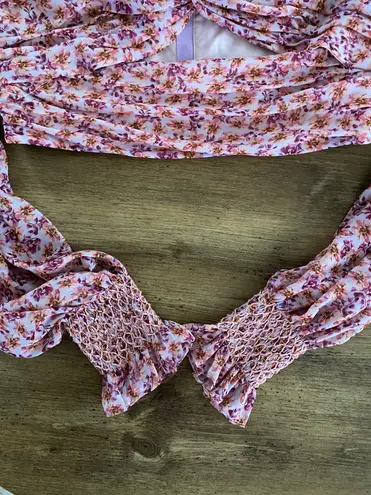 Amur Hilda Off-The-Shoulder Floral Print Crop Top