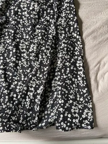 SheIn Black And White Floral Midi Skirt