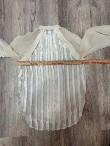 3.1 Phillip Lim Sheer Blouse Ruffle Trim Long Sleeve Top Ivory Size 2