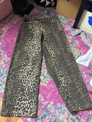 Edikted Cheetah Print Low Rise Jeans