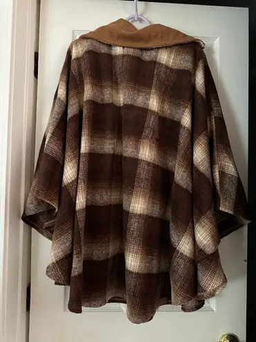 Free People Woodstock Brushed Plaid Poncho Cape Auburn Combo Brown One Size NWT