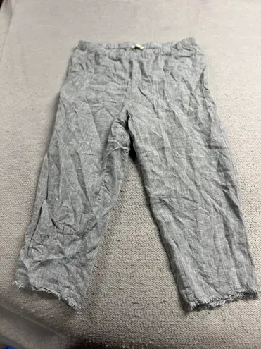 Eileen Fisher 100% Organic Linen Blue Chambray Lightweight Pull On Culotte Pants - Image 1