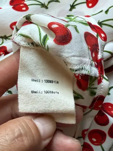 L'Agence L’Agence Nina Cherry Print Silk Button Front Shirt Blouse Size M Long Sleeves - Image 7