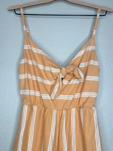 ALBION FIT  Orange Stripe Wide Leg Tie Front Jumpsuit Size M