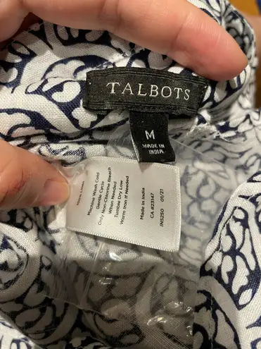 Talbots New  Linen Floral Camisole Print Roll up shirt buttons casual dress travel summer classic Coastal Cottage Western 