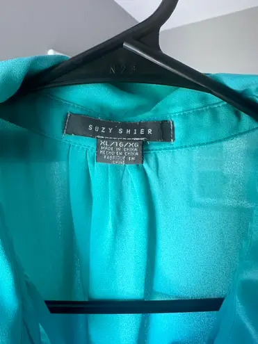 Suzy Shier Women’s Teal Sheer Sleeveless Button Top Size X-Large