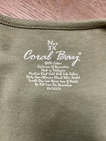 Coral Bay 3X Green Short Sleeve Top