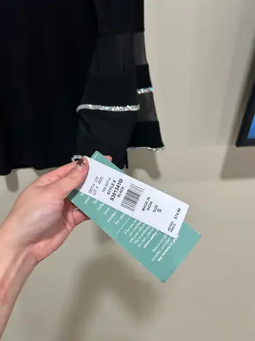 NWT MSK. Bell sleeved rhinestone top Black