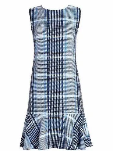 Akris Punto Plaid Tweed Flounce Hem shift dress