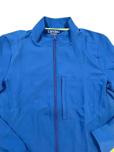 Landau Scrub Jacket Womens XS Blue Zip Front 3 Pocket Workwear Stretch RN NWT