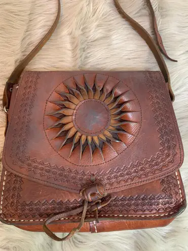 Vintage Leather Boho Hippie Purse Brown