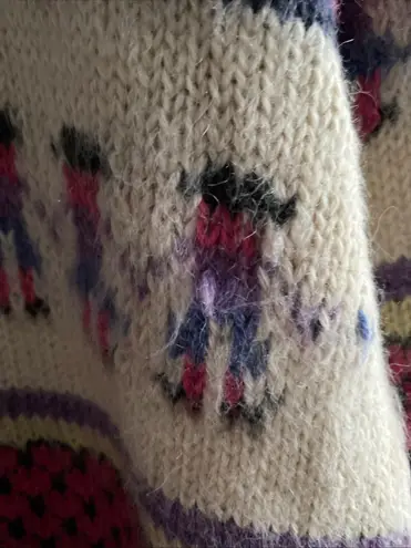 Vintage 80s Peruvian Alpaca Folk Hand Knit Sweater Llama Peru Multiple Size XL