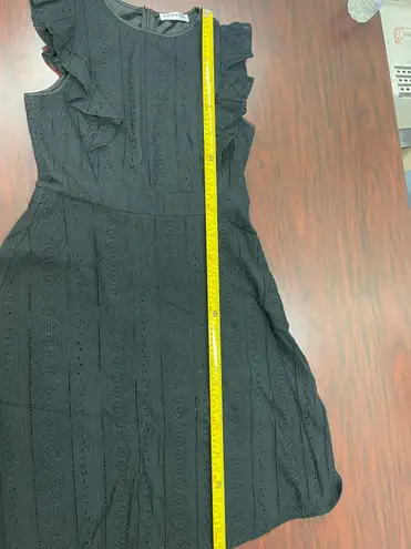 Ecowish Black Ruffle Sleeve A-Line Summer Dress Size Large