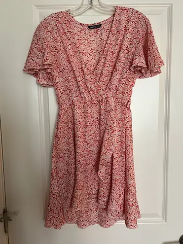 SheIn Pink Floral Wrap Dress