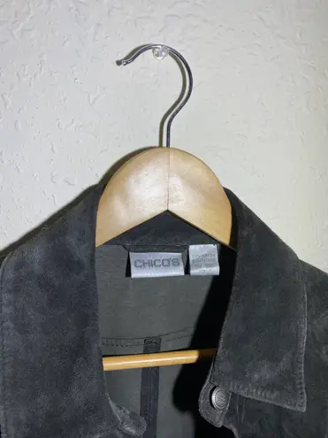 Chico's NWOT Chico’s 100% Leather Charcoal Jacket ( 1 )