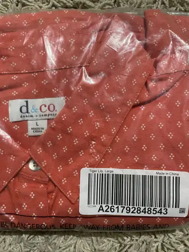 Denim & Co Women’s Long Sleeve Button Down Blouse Tiger Lily A261792 NWT Large