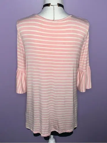 Reborn J Boutique Pink and White Bell Sleeve Top