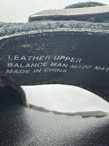 B.O.C Black Leather Wedge Sandals Size 7