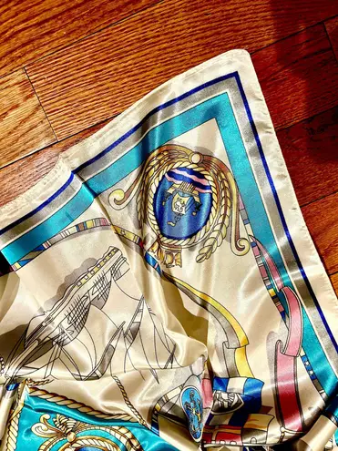 Vintage RETRO Nautical Theme ships ,Boat Wheel&Anchor large silky Scarf 35/35 Multiple