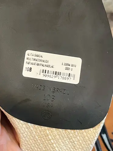 Schutz Raffia Buckle Heeled Sandals - Alita - Ivory & Black 10B