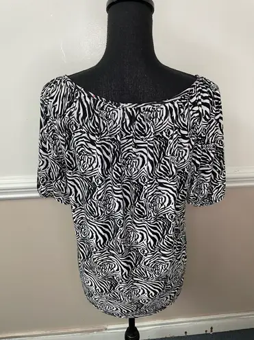 Rebecca Malone Black and White Sparkle Blouse Size Medium