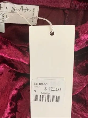 Emma & Sam LF velvet crop hoodie sweatshirt burgundy SMALL adjustable strings