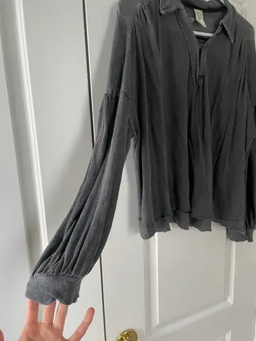 Free People Flowy Gray Shirt