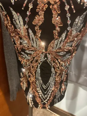 Dress the Population NWT Emmalyn Sequined Midi Dress Rose Gold Multi Size XS