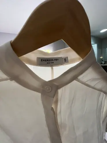 Emerson Fry white cream silk button down midi long shirtdress 00