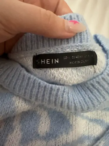 SheIn  Sweater Cropped Zebra Blue 