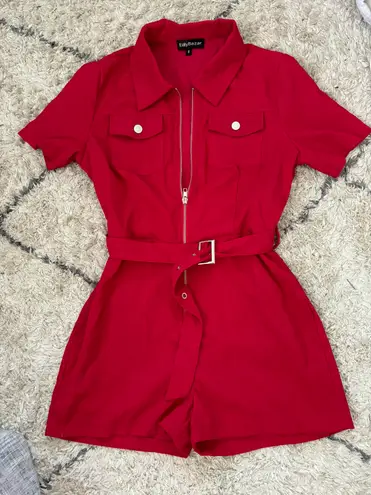 Red Zip Up Romper Size M