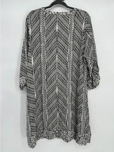 Soft Surroundings Raven Shift Dress Size 1X Rayon Raven Henley Button Abstract