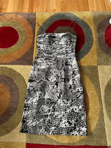 JS Collections Nordstrom Black and White Animal Print Spaghetti Strap Dress 6