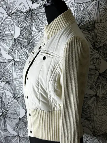 BCBGMAXAZRIA Puffer Knit Jacket In Cream