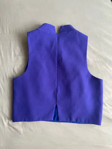 Black Halo - Elegant Blue Women's Crop Top - Size 2 Center Back Hidden Zipper