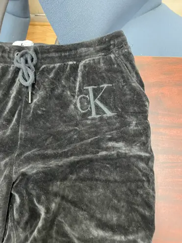 Calvin Klein Black Velvet Sweatpants with Pockets