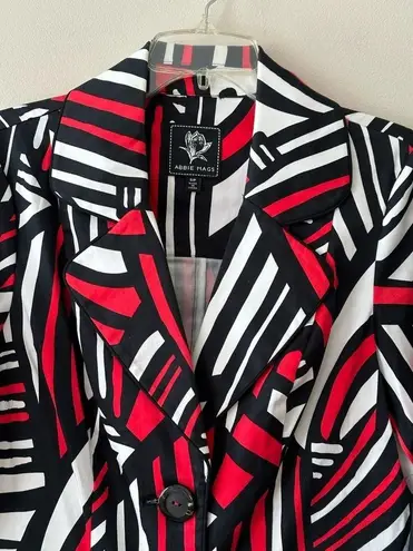 Abbie Mags Aztec Print Two Button Notch Lapel Vintage Boxy Blazer Size SP Red
