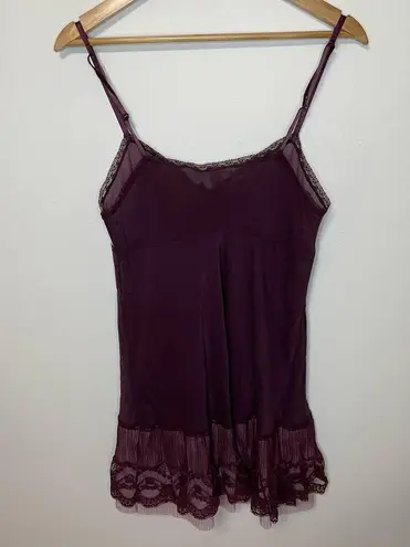 Victoria's Secret  Maroon Slip Dress M Womens Nightgown Tulle Sheer Lingerie Sexy