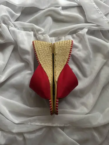 White Stag Stripped Open Toe Wedge Sandals