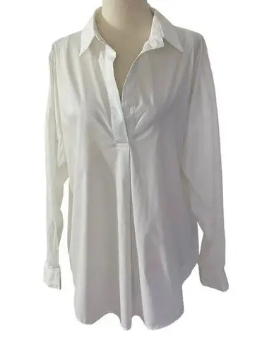 Magaschoni White Oversized Poplin Shirt Women Top Size Medium | 55-3