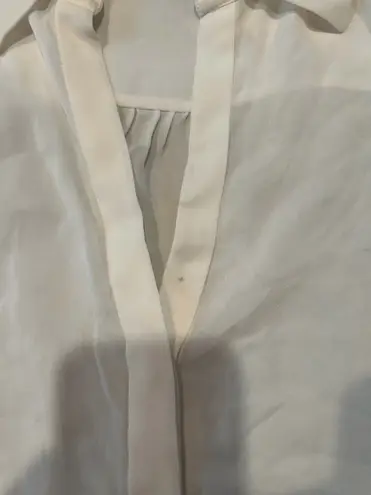 El Ganso Off White Tie Sleeve Sheer Thin Button Down Blouse Top Women’s Small