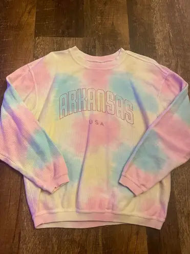 Chicka-d tie-dye ribbed arkansas crew neck 