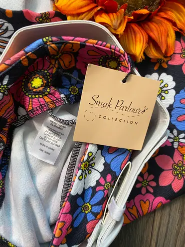 Unique Vintage NWT SMAK PARLOUR Black/Purple Floral Easy Does It Skirt X-SMALL