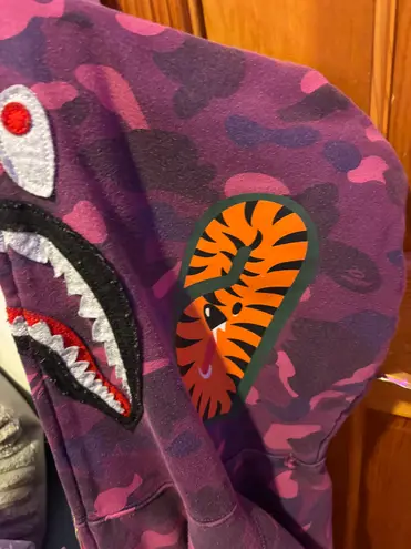 Bathing Ape Camo Purple Shark Hoodie Size M