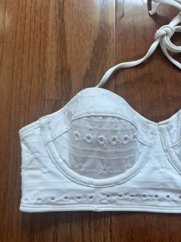 Abercrombie & Fitch Y2K  white embroidered cottage core balconette bikini top