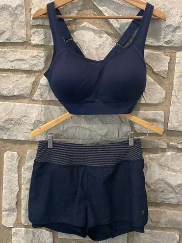 Athletic Shorts & Sport Athletic Bra SET Blue & Gray S 38D