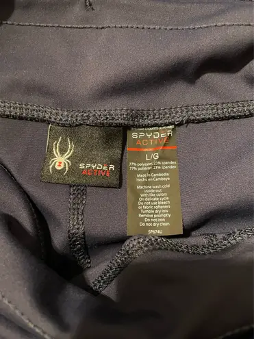 Spyder Women's High Rise Drawstring Legging Tight Navy with Pockets-size LARGE