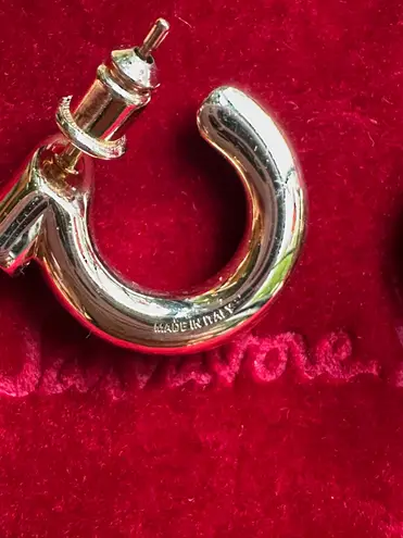 Salvatore Ferragamo NWOT Gold/pink gold-plated brass Gancini hoop earrings